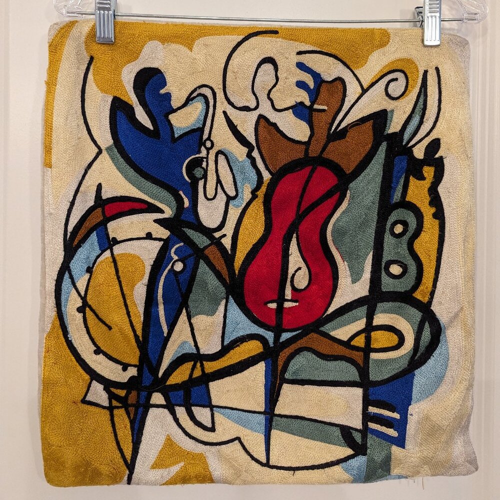 Embroidered Pillow Case - Musicians Print